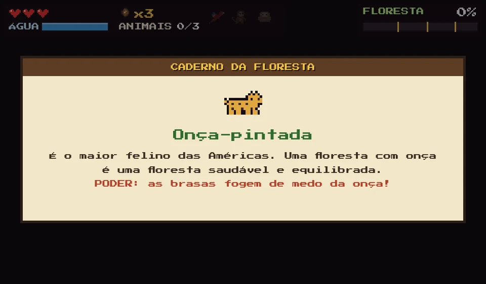 Cartão do Caderno da Floresta sobre a onça-pintada